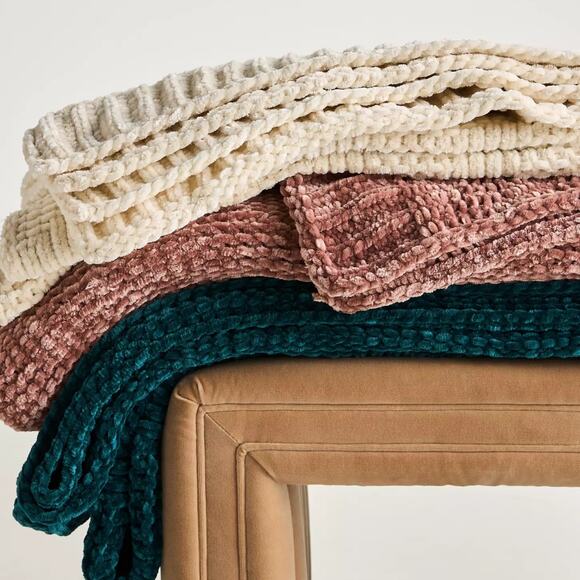 Anthropologie Rebecca Chenille Throw Blanket – Pink 70x50 – Discontinued NWT - Picture 3 of 3